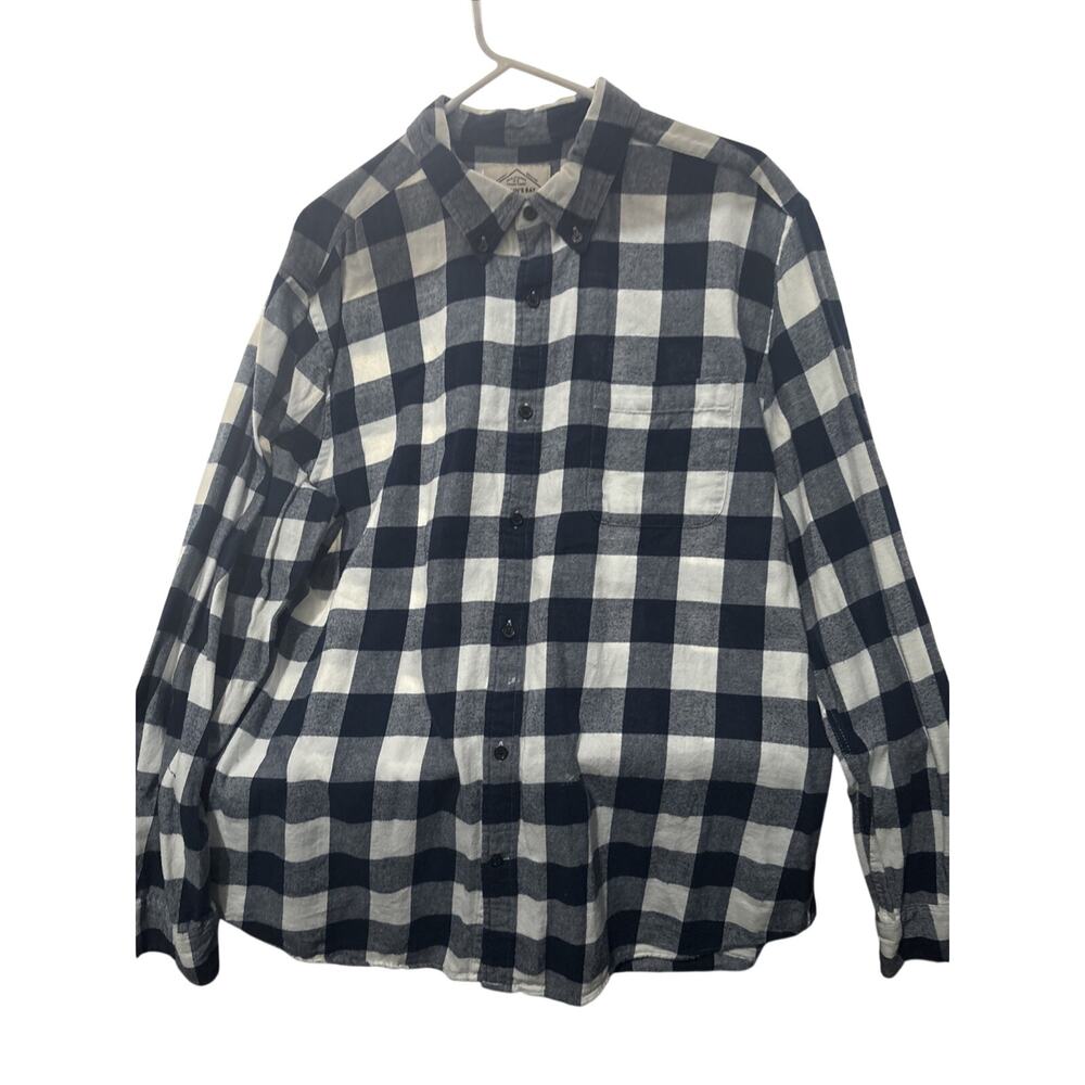 St John's Bay Mens XL Blue White Plaid Legacy Flannel Shirt Classic Fit